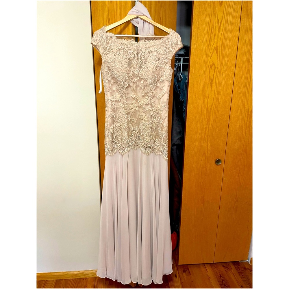 Montage by Mon Cheri “Mother of the pearl” long gown